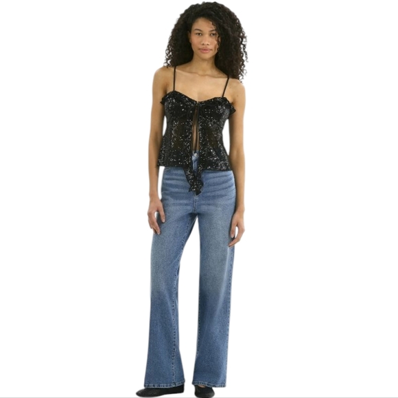 Sequin Ruffle Tie-Front Cami - Picture 3 of 16